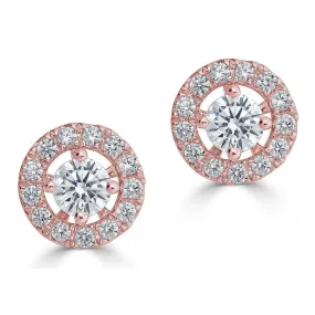 14KT 1/5 CTW DIAMOND ROUND HALO EARRING JACKETS FOR .15 CT STONE