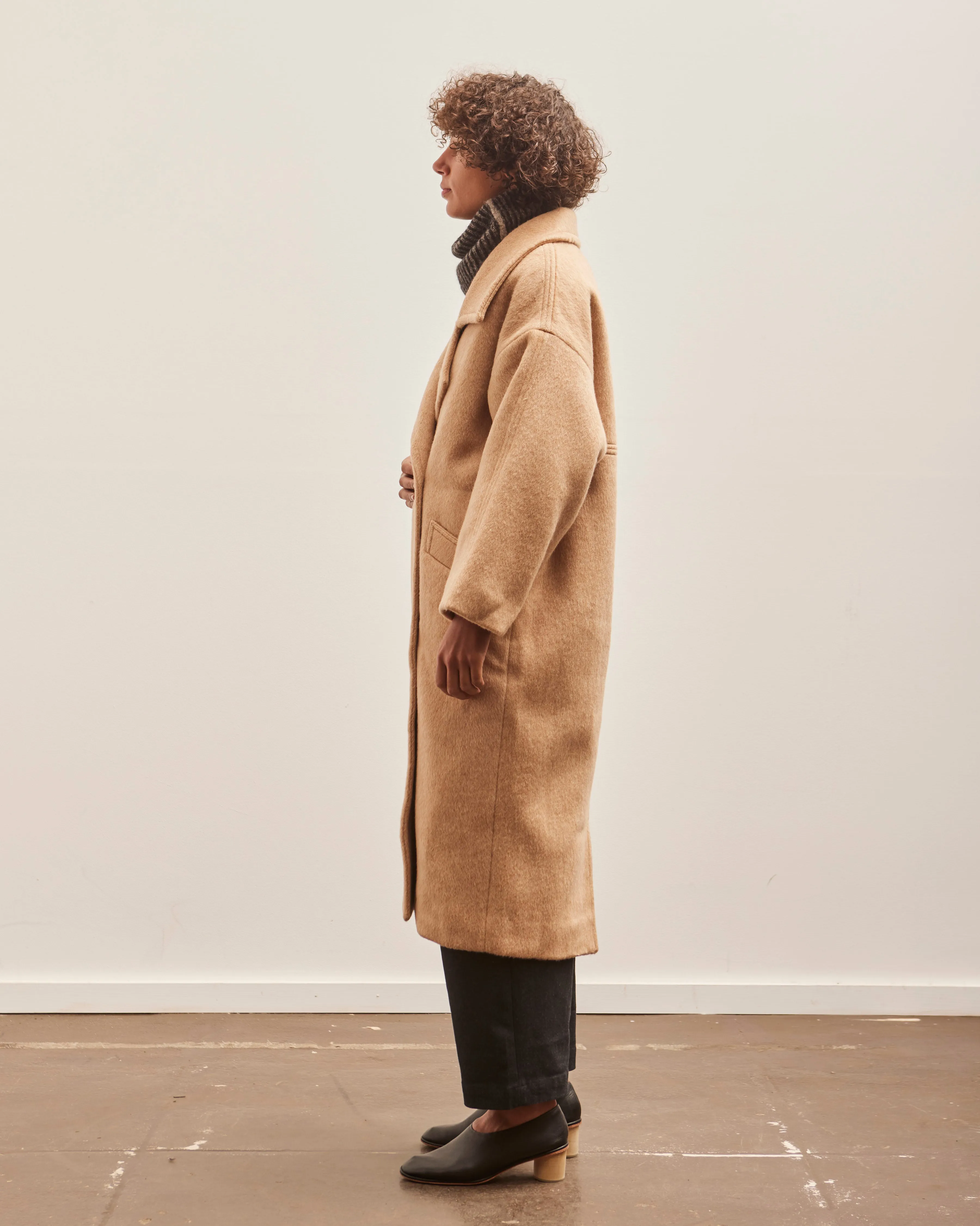 7115 Oversized Wool Coat, Light Camel