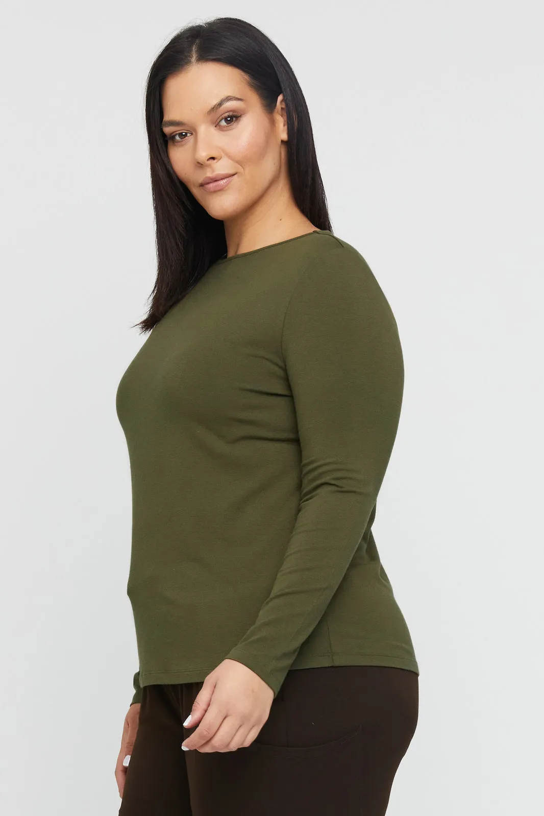 Amy Boatneck Top - Dark Olive