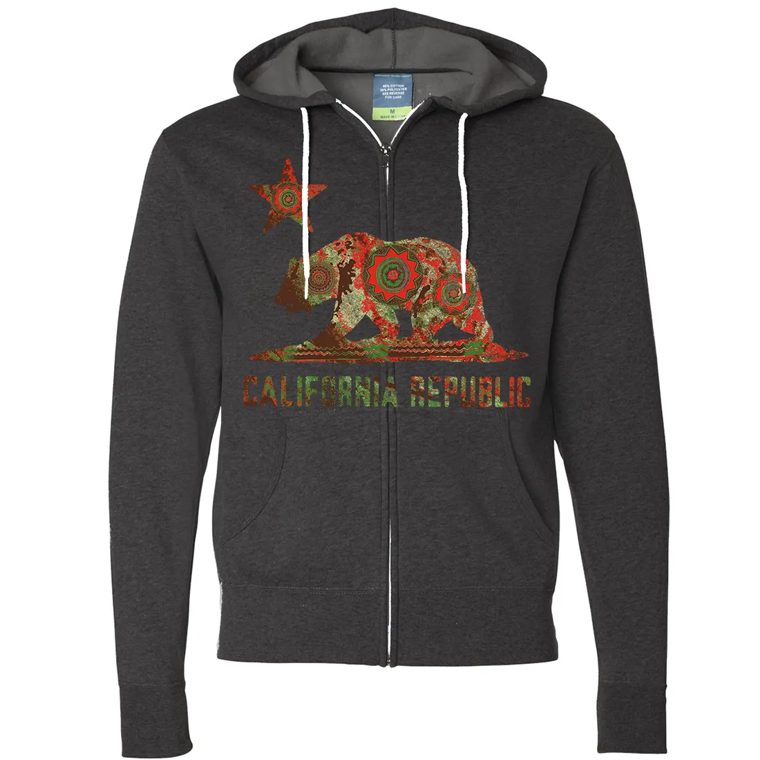 California Chumash Mandala Bear Zip-Up Hoodie