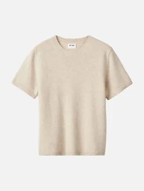 Chunky Cashmere T-Shirt in Natural Sand