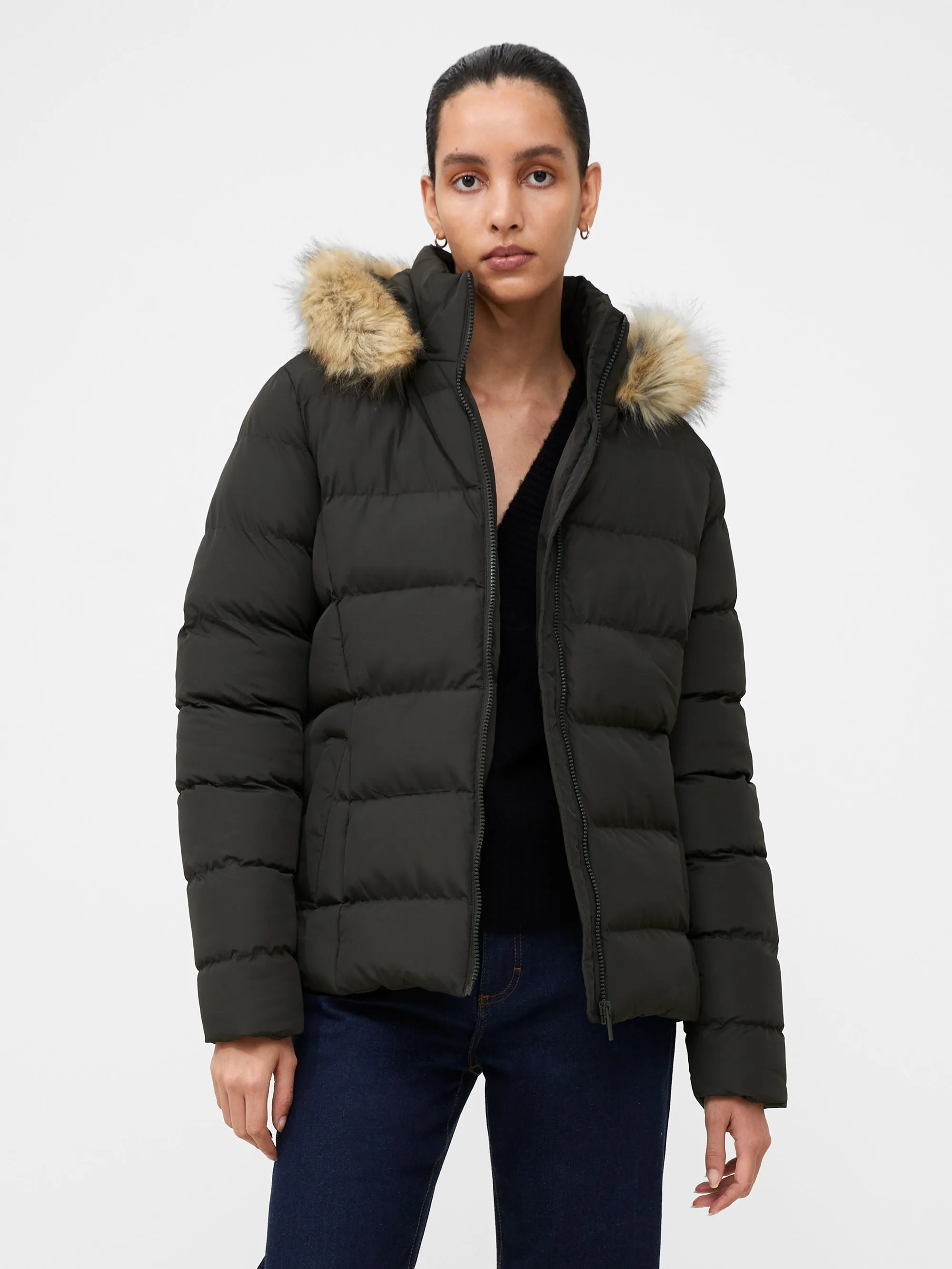 Faux Fur Hooded Puffer Coat