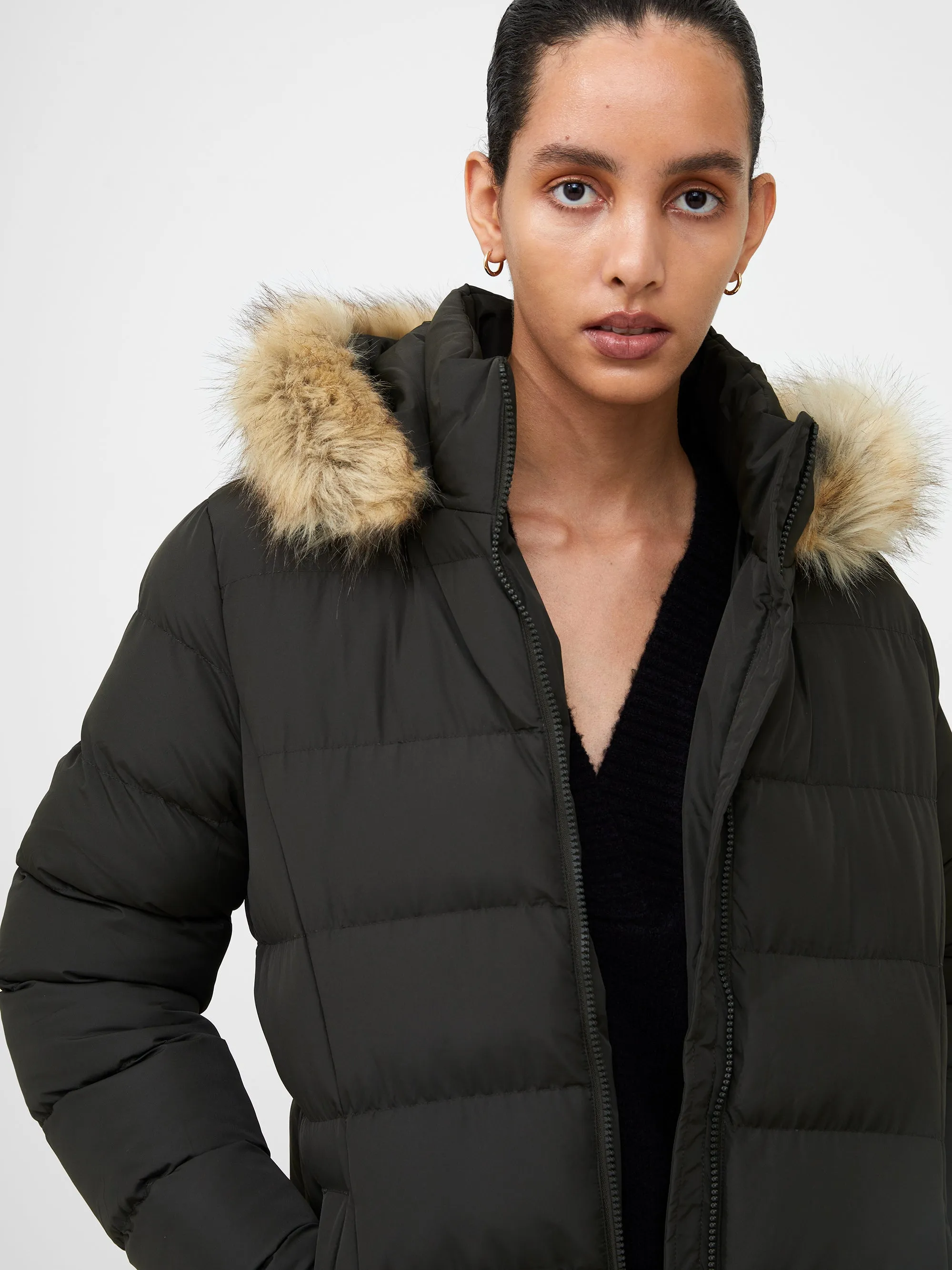 Faux Fur Hooded Puffer Coat