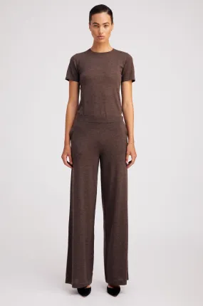 Heather Brown Cashmere Wide Leg Pants