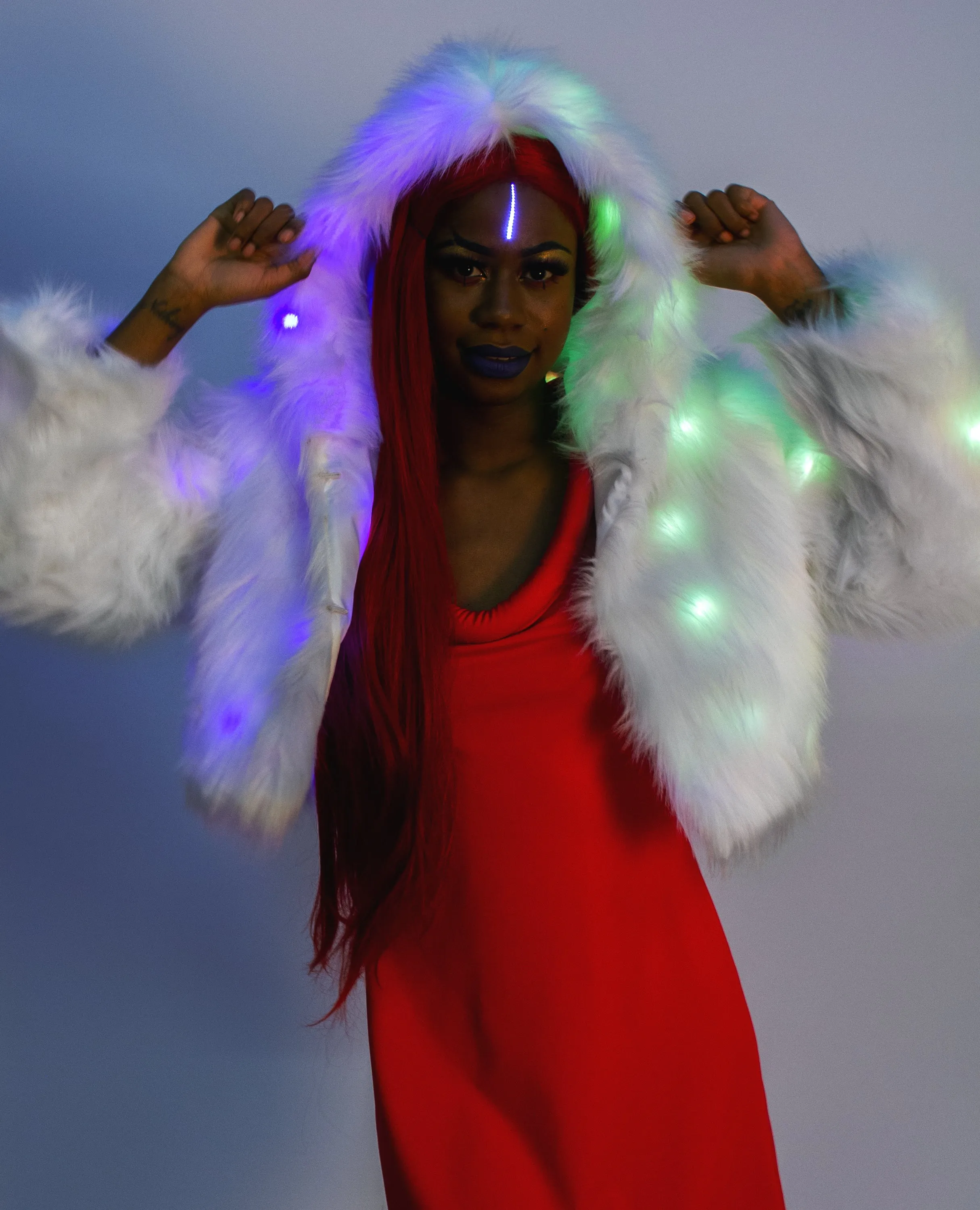 LED CROP FUR JACKET