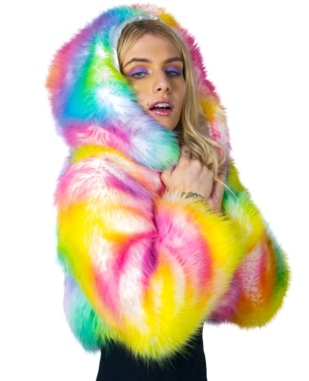 LED CROP FUR JACKET