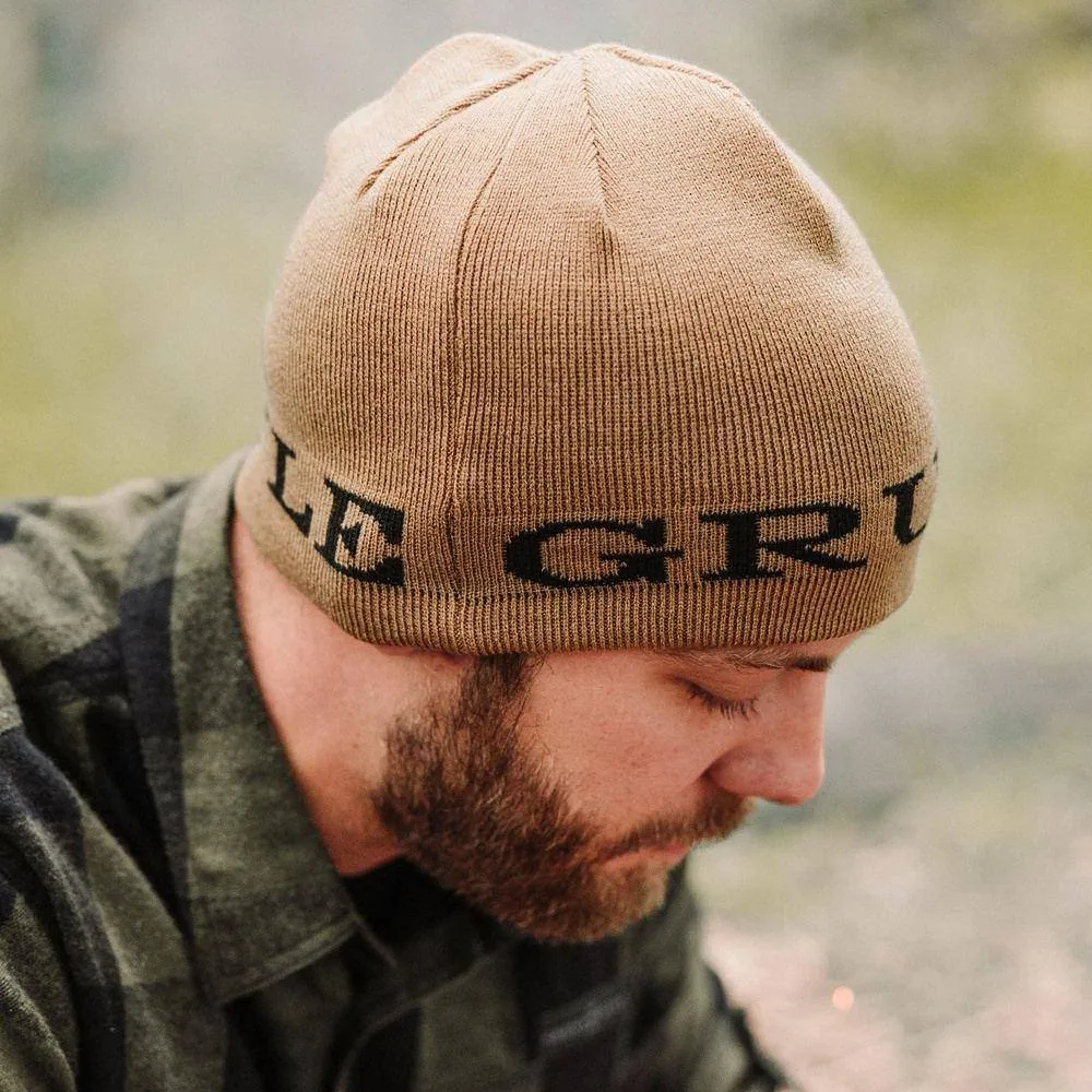 Reversible Skull Cap Beanie - Black and Tan