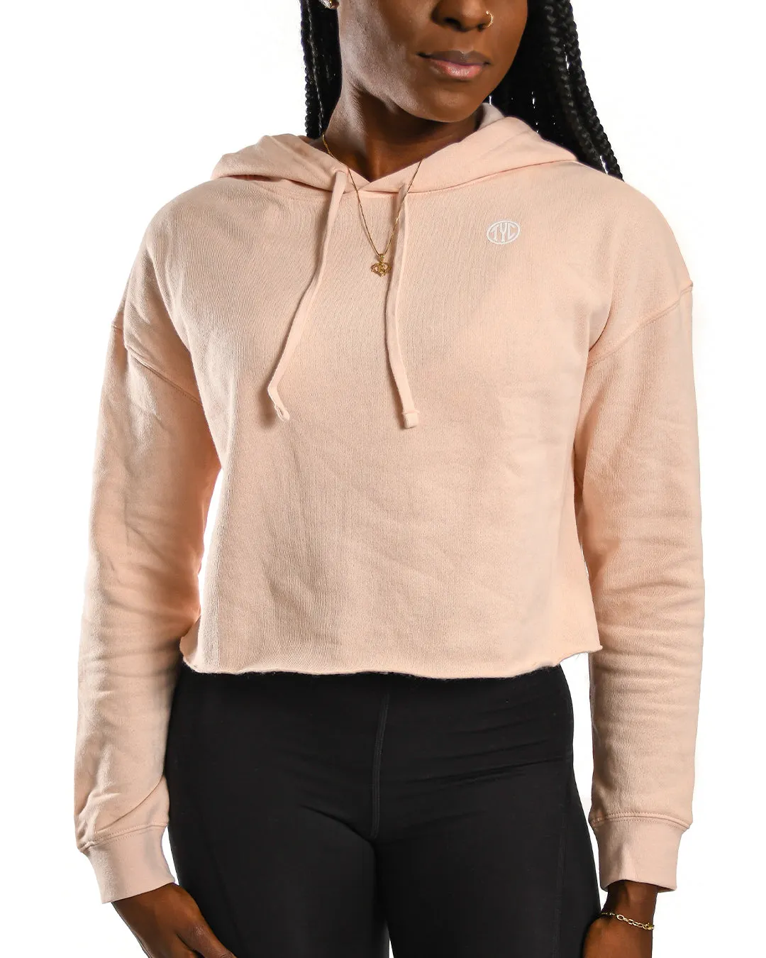 Super Soft Crop Top Hoodie - Light Pink